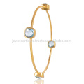 Meilleures ventes Bracelet en argent sterling naturel Blue Topaz Gold Vermeil 925